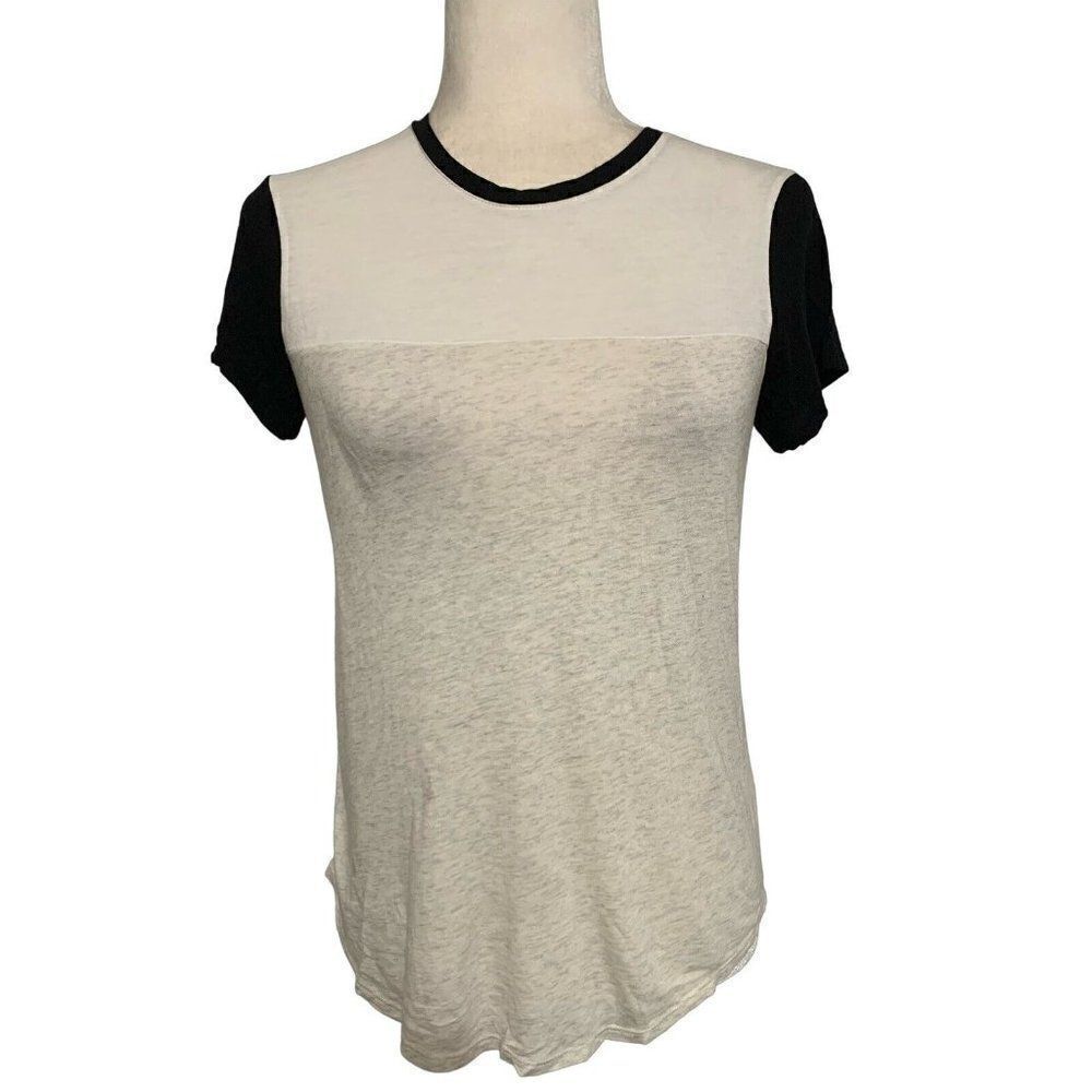vince label brand womens black white gray short sleeve top t shirt xs